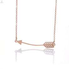 Beauty Rose Gold Stainless Steel Feather Dainty Arrow Pendant Necklace